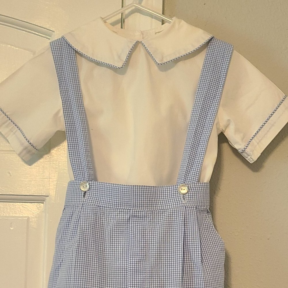 Toddler Boys Vintage Style Outfit, Suspenders, peter pan collar